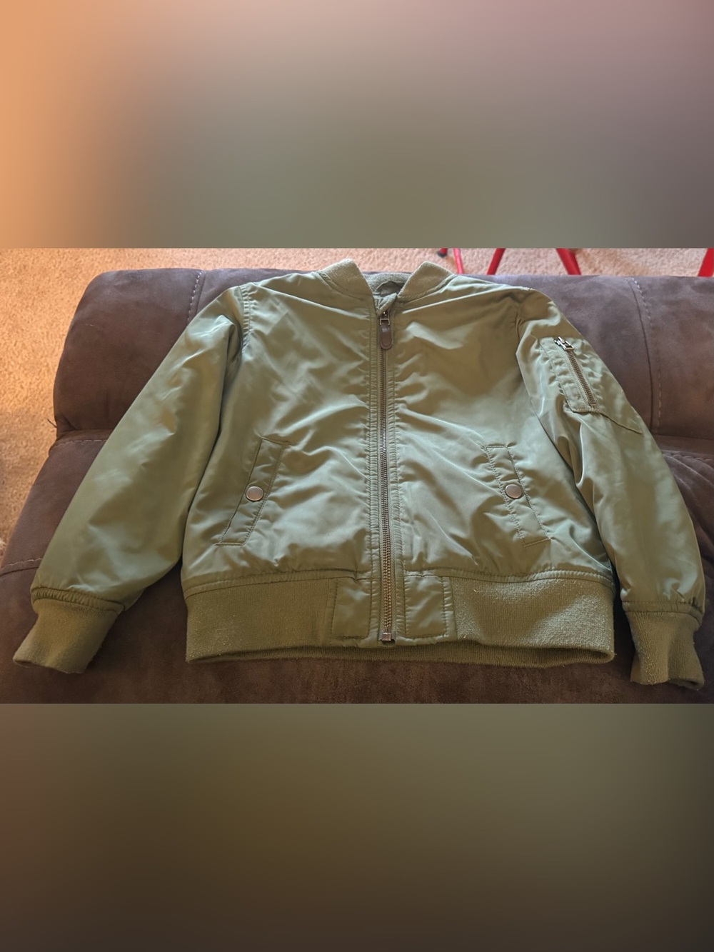 The Children's Place Olive Green Bomber Jacket for Kids Size 5/6